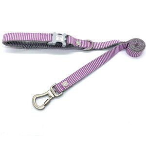 Hugo & Hudson London Stripe Dog Leash Lead Purple White S/XS NEW